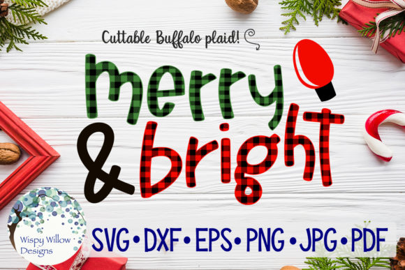 Merry and Bright Buffalo Plaid Christmas SVG